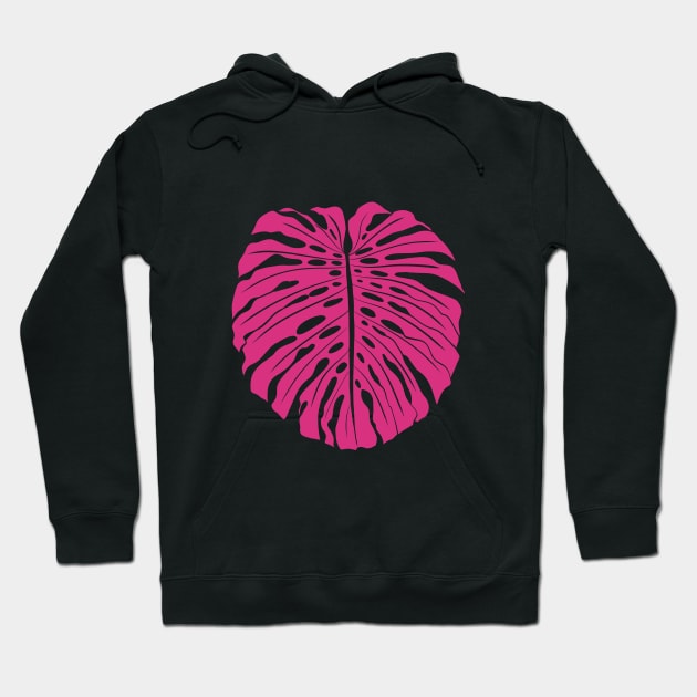 Hot Pink Monstera Leaf Hoodie by gusstvaraonica